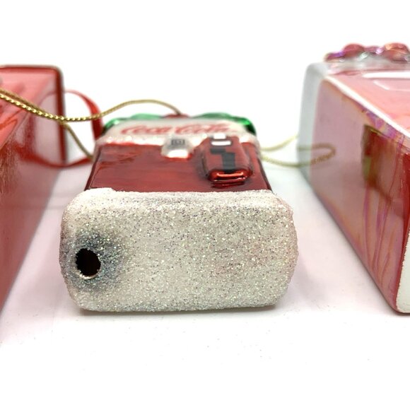 3 Coca-Cola Coke Vending Machine Ornaments Vintage Glitter Porcelain Metal Vtg - Picture 10 of 11